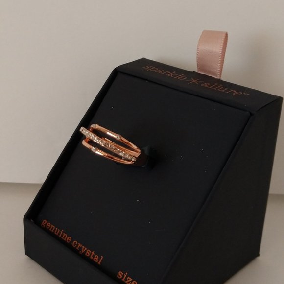 Sparkle Allure Rose Gold and Crystal Cocktail Ring 7 8 9 NIB - Picture 5 of 16